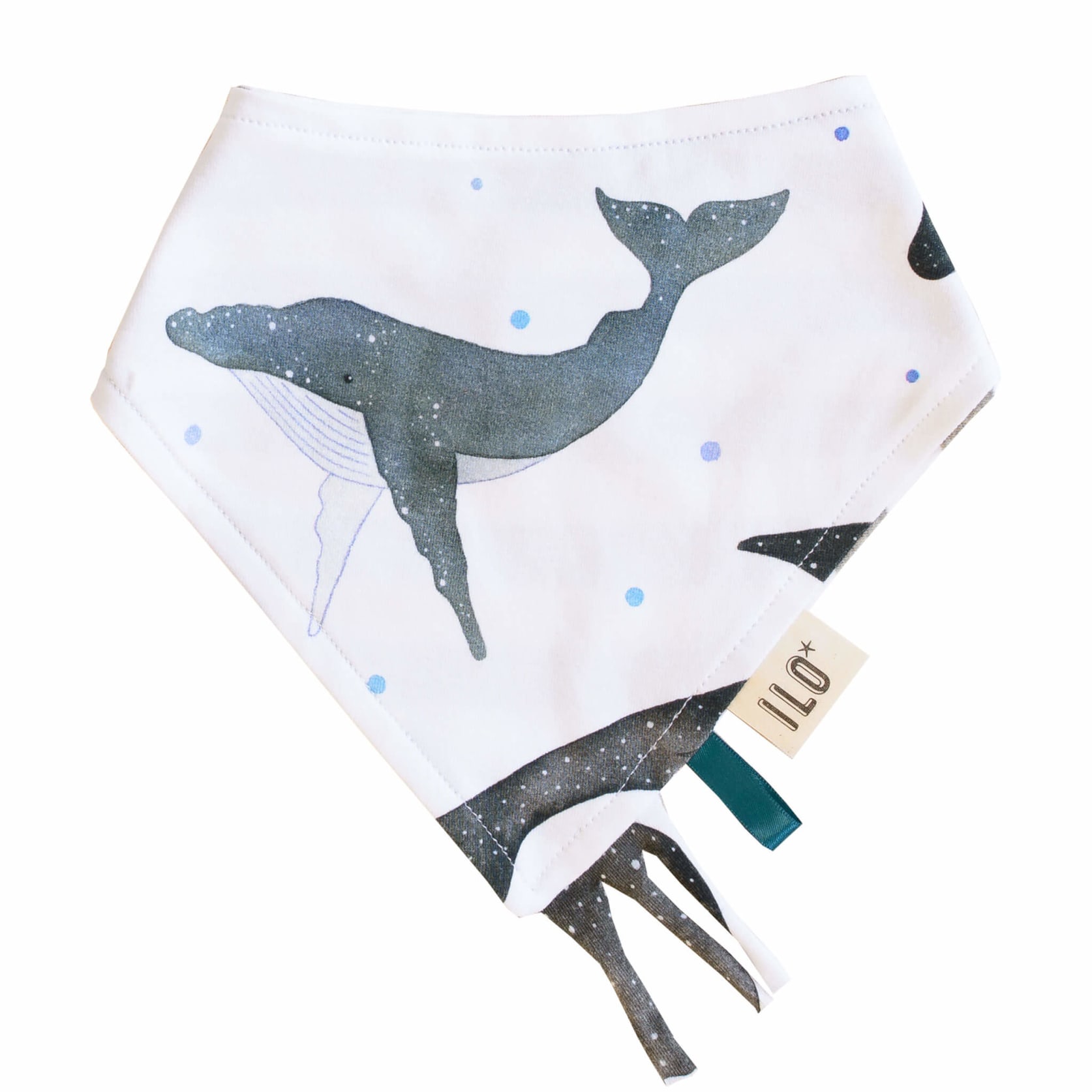Whales Organic Reversible Bandana Bib