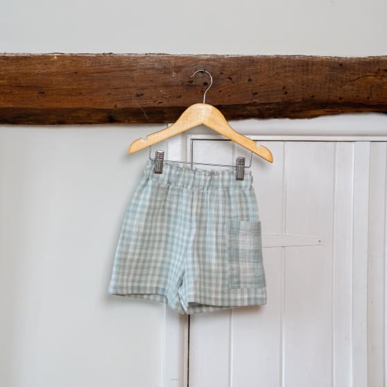 The Merin Mint Gingham Muslin Shorts