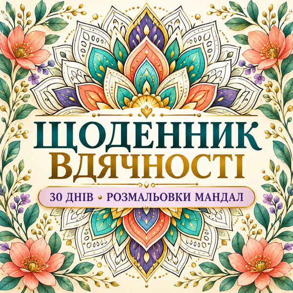 Щоденник вдячності: 30 днів і розмальовки мандал.pdf для друку