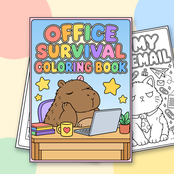 Office Survival: офісна розмальовка й активності (PDF, А4, 29 сторінок)