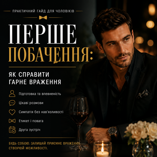 Практичний гайд для хлопців/чоловіків «Перше побачення: як справити гарне враження»