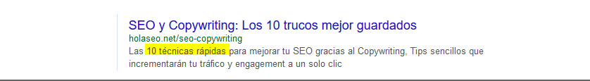 Palabras clave en metadescripciones