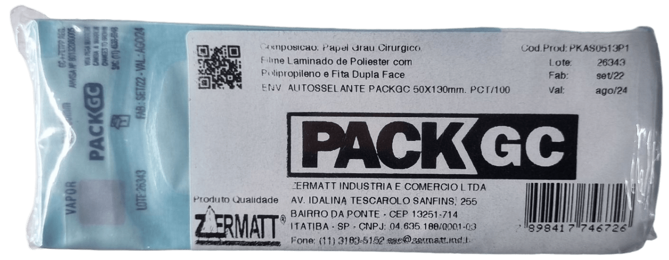 Envelope Para Esterilização 50mmx130mm - PackGC 