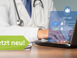 Arzt loggt sich an seinem PC in den neuen ärzte.de Login ein.