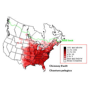 Chimney Swift distribution map