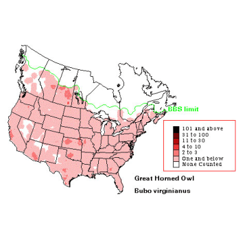 Great Horned Owl distribution map