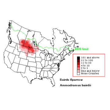 Baird's Sparrow distribution map