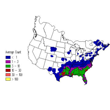 Pine Warbler winter distribution map