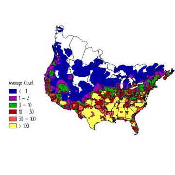 Brown-headed Cowbird winter distribution map