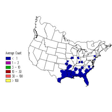 Henslow's Sparrow winter distribution map