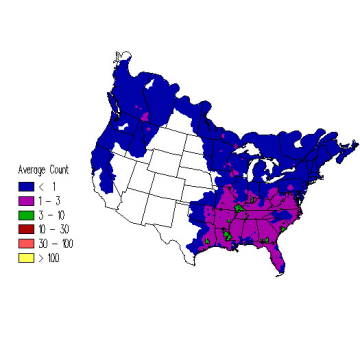 Pileated Woodpecker winter distribution map