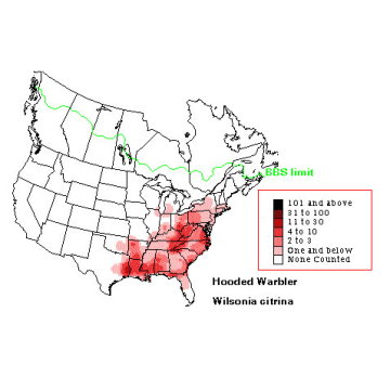 Hooded Warbler distribution map