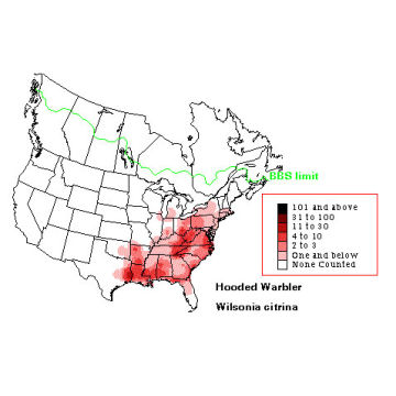 Hooded Warbler distribution map