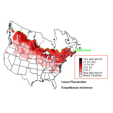 Least Flycatcher distribution map