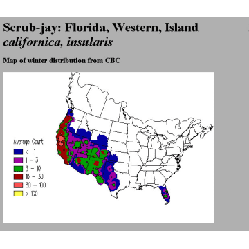 Florida Scrub-Jay winter distribution map