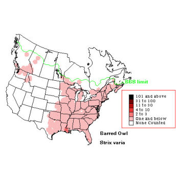 Barred Owl distribution map