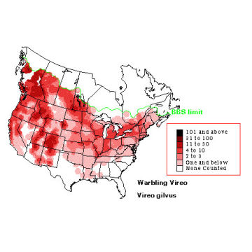 Warbling Vireo distribution map