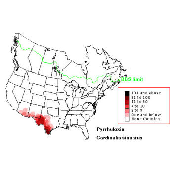 Pyrrhuloxia distribution map