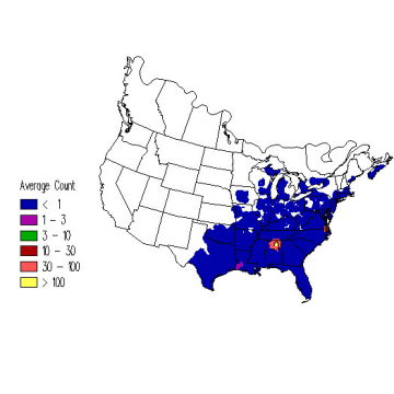 American Woodcock winter distribution map