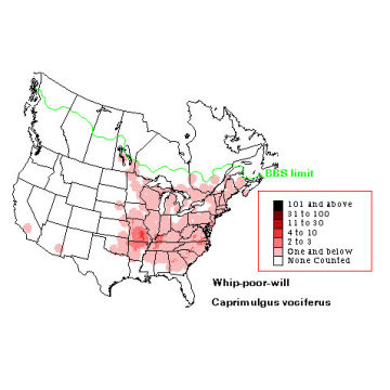 Whip-poor-will distribution map