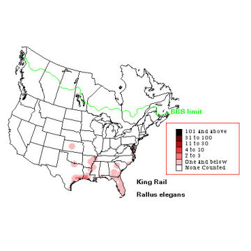 King Rail distribution map