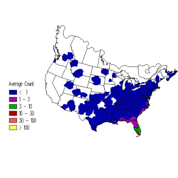 Gray Catbird winter distribution map