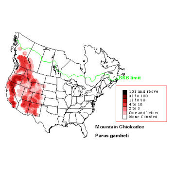 Mountain Chickadee distribution map