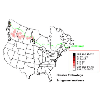 Greater Yellowlegs distribution map