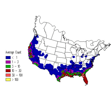 Great Egret winter distribution map
