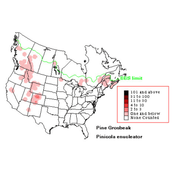 Pine Grosbeak distribution map