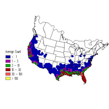 Great Egret winter distribution map