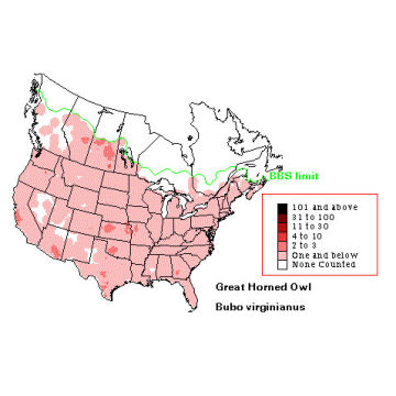 Great Horned Owl distribution map