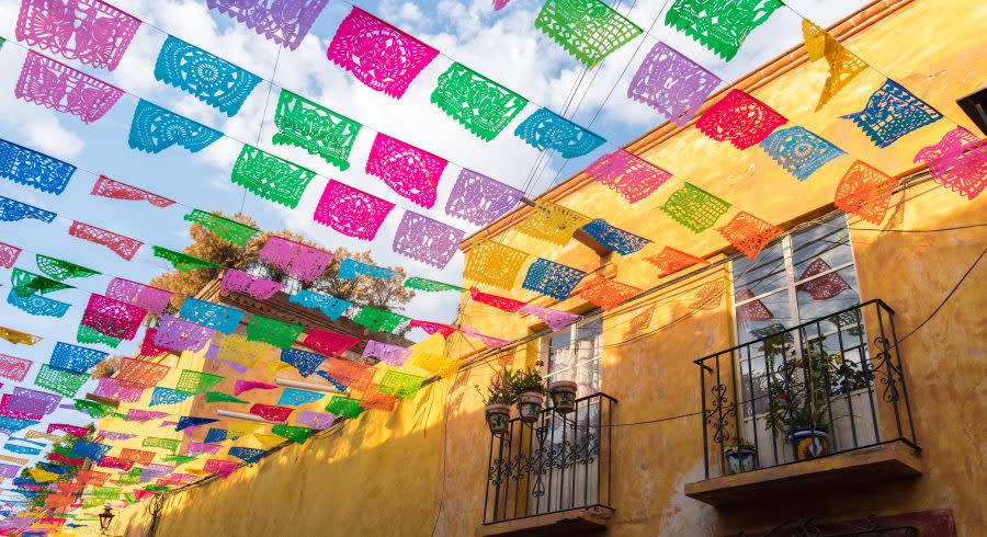 Colorful flags over Mexico City