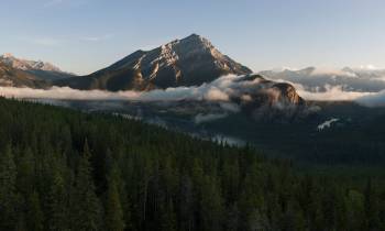 a view of a snow covered mountain