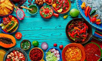 many different types of food on a table