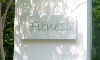a sign in front of a window