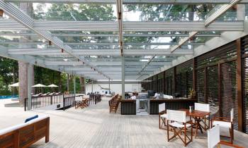 a room filled with furniture and a fence