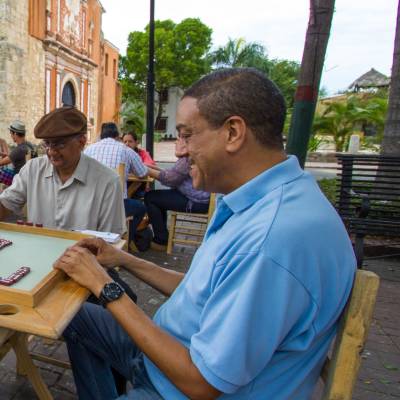 a group of people sitting at a table