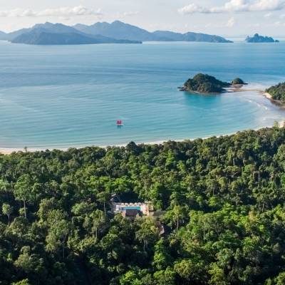 an island in the middle of a body of water
