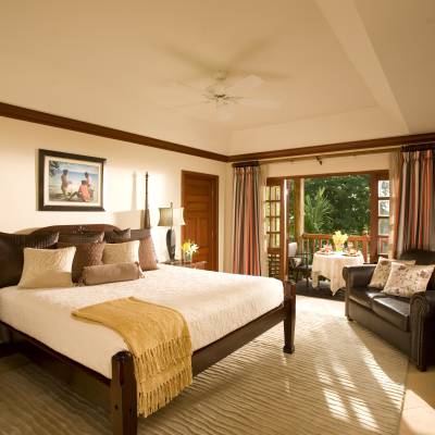 a living room filled with furniture and a bed in a bedroom