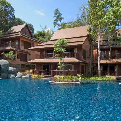 a small house in a pool of water