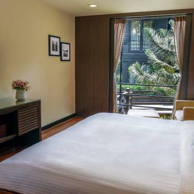 a double bed in a hotel room
