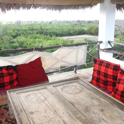 a table with a red blanket
