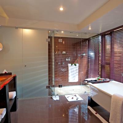 a room with a sink and a window