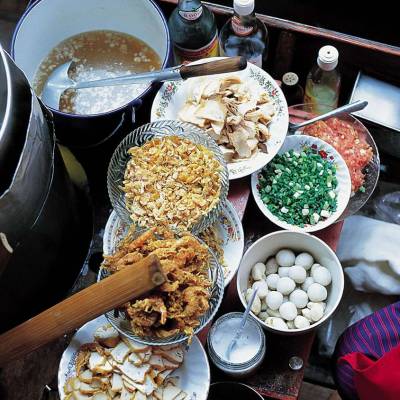 a pan of food on a table