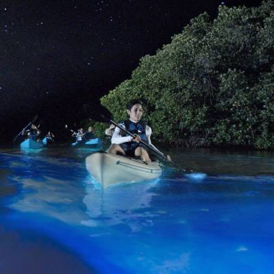 a man in a pool of water