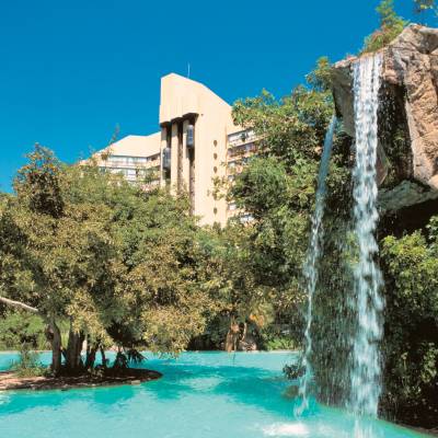 a fountain in a pool of water