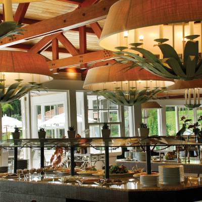 a dining table in a restaurant