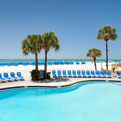 a pool next to a body of water