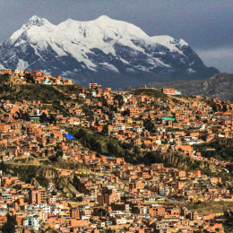 Aerial view of La Paz in Bolivia